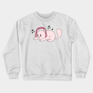 Cat with Headphones Crewneck Sweatshirt